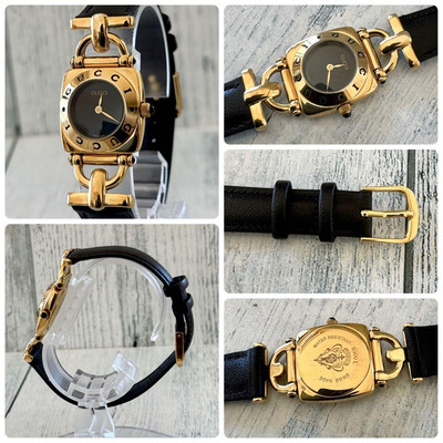 Gucci 6300L Watch Gold Black, Battery Replaced, Genuine, Cleaned