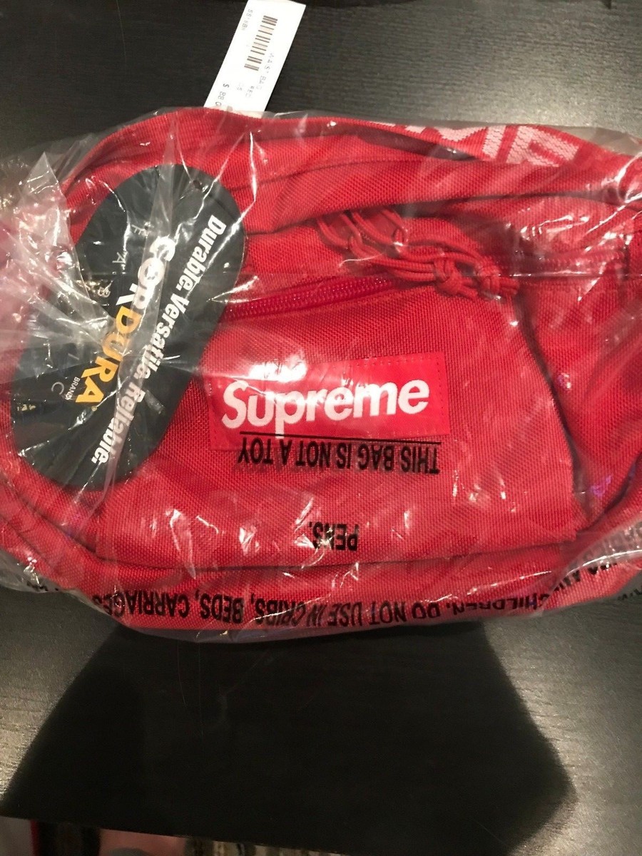 Brand New Supreme Waist Bag SS18 Box Logo Fanny Pack- Red 100