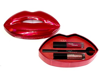 HUDA BEAUTY Contour & Strobe Lip Set Limited Edition HEARTBREAKER
