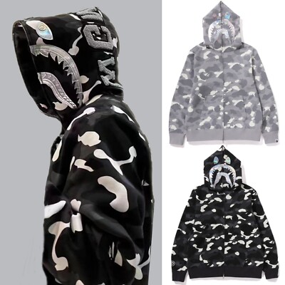 2XL] A BATHNIG APE Men's CITY CAMO SHARK FULL ZIP HOODIE