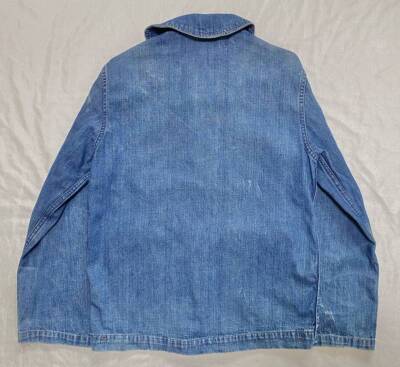 Vintage 1940's US Navy Shawl Collar Denim Coverall Size S Blue