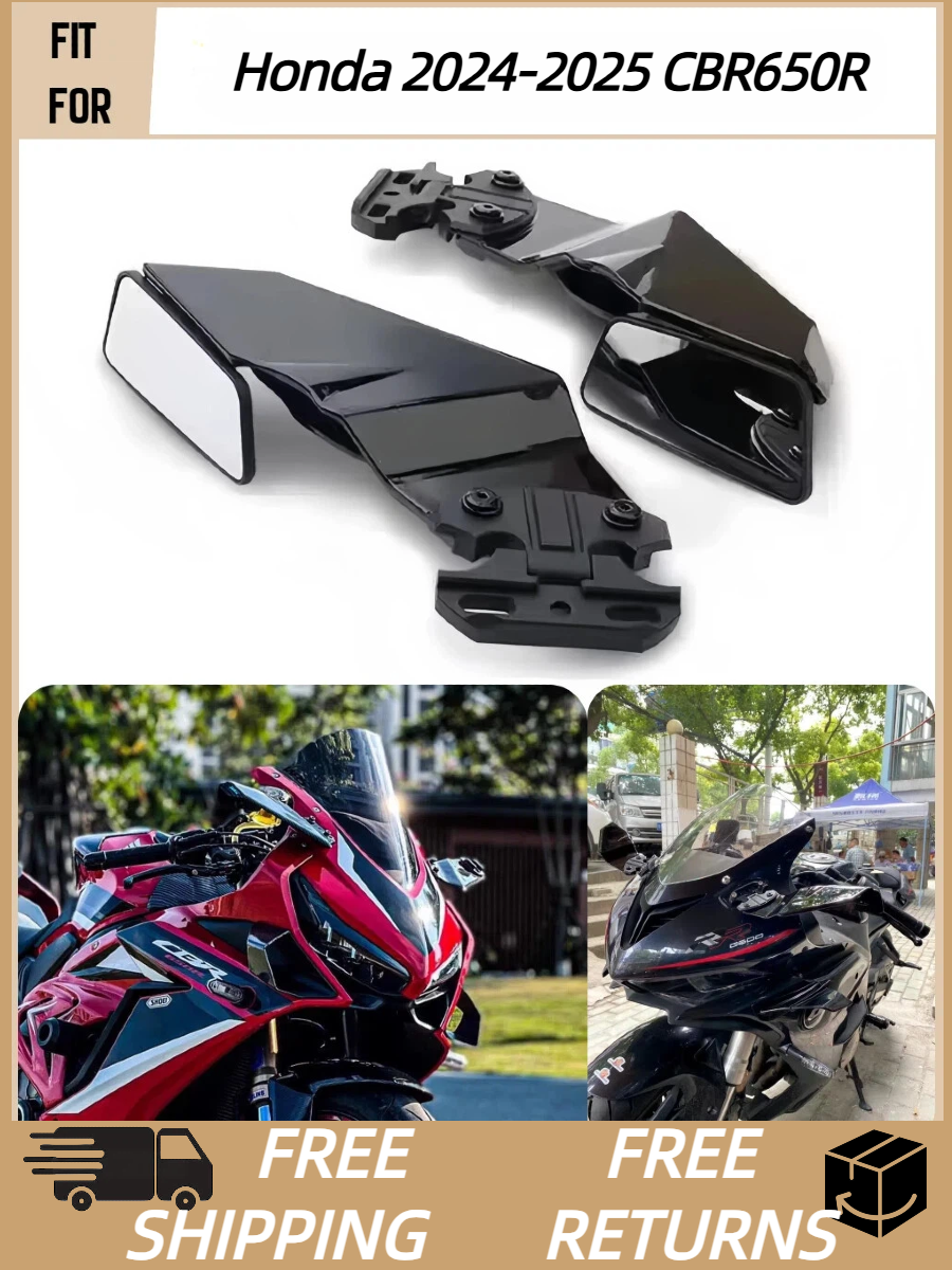Motorcycle Wind Wing Rearview Glossy Black Mirrors for Honda 2024