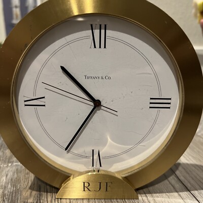 TIFFANY & CO 6 1/4 INCH BRASS ROUND DESK CLOCK - SWISS | eBay
