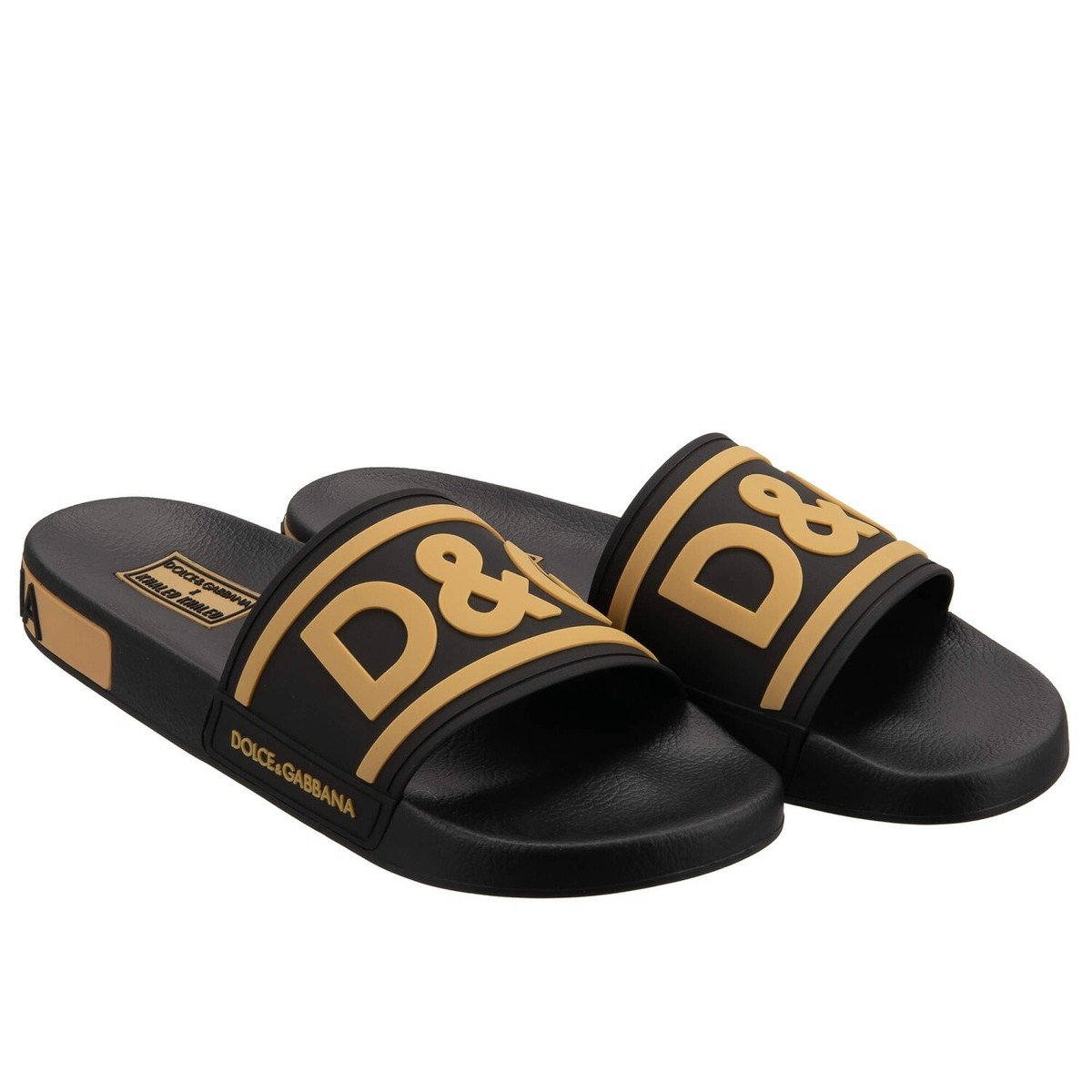 DOLCE & GABBANA x DJ KHALED Slides Sandals Shoes D&G Logo Black