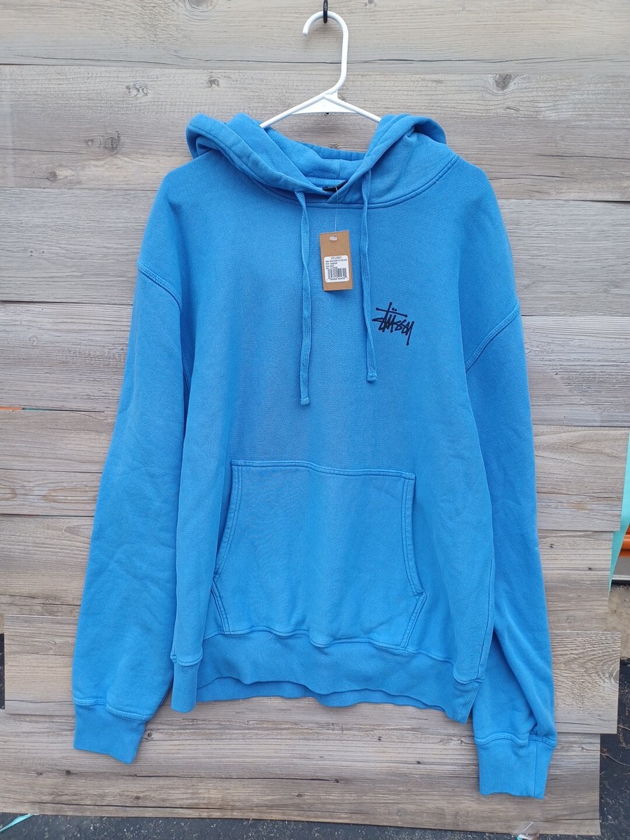 Stussy Basic Pigment Dyed Hoodie Pullover Sky Blue XL | eBay