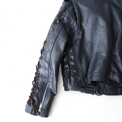 UMR Vintage Y2K Grunge Punk Spiked / Studded Biker Leather Jacket