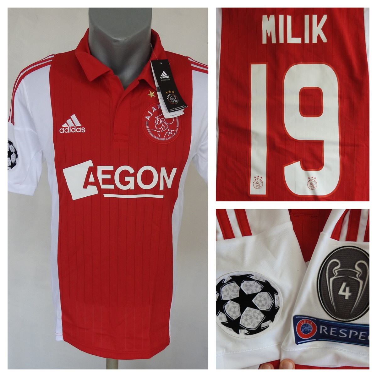 Ajax Amsterdam 2014 2015 Home Jersey #19 Milik Adidas UCL Red