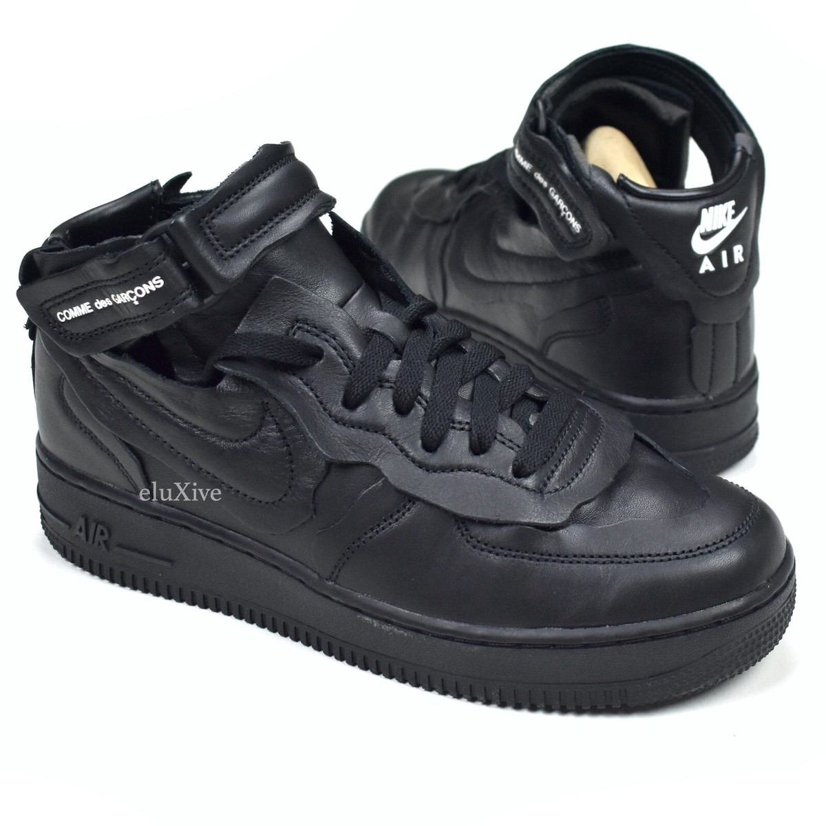 NWT Comme des Garcons Nike Air Force 1 Mid AF1 CDG Black Men's 7.5
