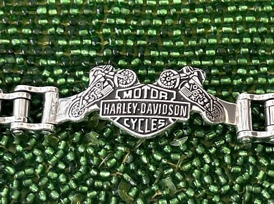 Vintage Harley Davidson Bike Chain Sterling Silver 925 Men