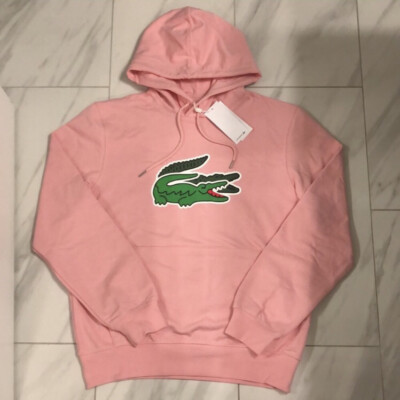 Lacoste Men's Pullover Hoodie Double Alligator Logo Pink Green New