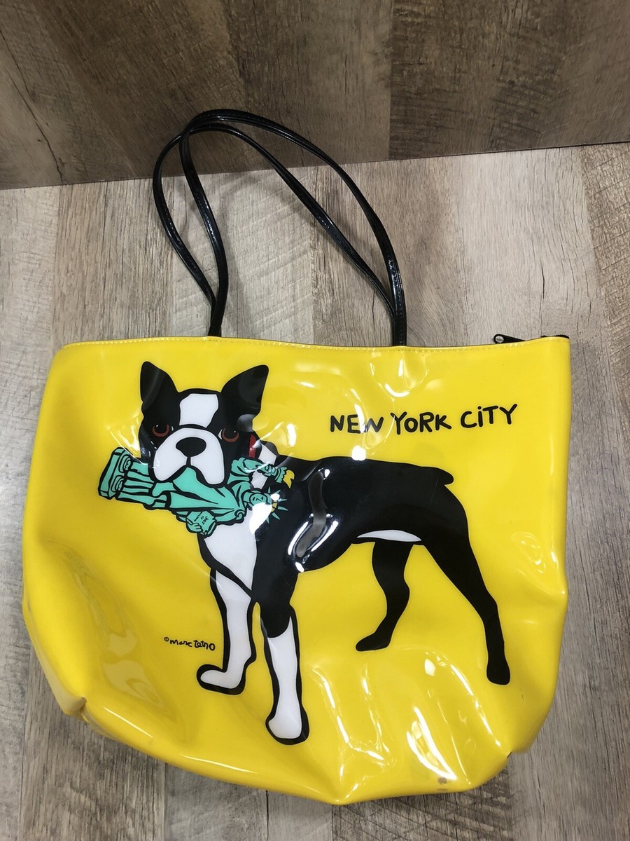 Marc Tetro Boston Terrier New York City Vinyl Purse Tote Bag