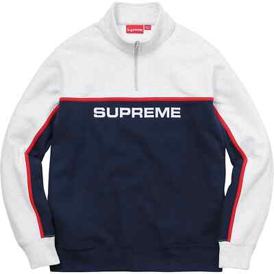 Supreme 2-Tone Half Zip Sweatshirt Navy FW17 (FW17SW16) Men's Size