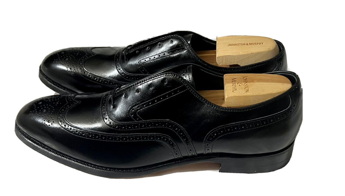 Johnston & Murphy Crown Aristocraft USA Made Black Leather Wingtip