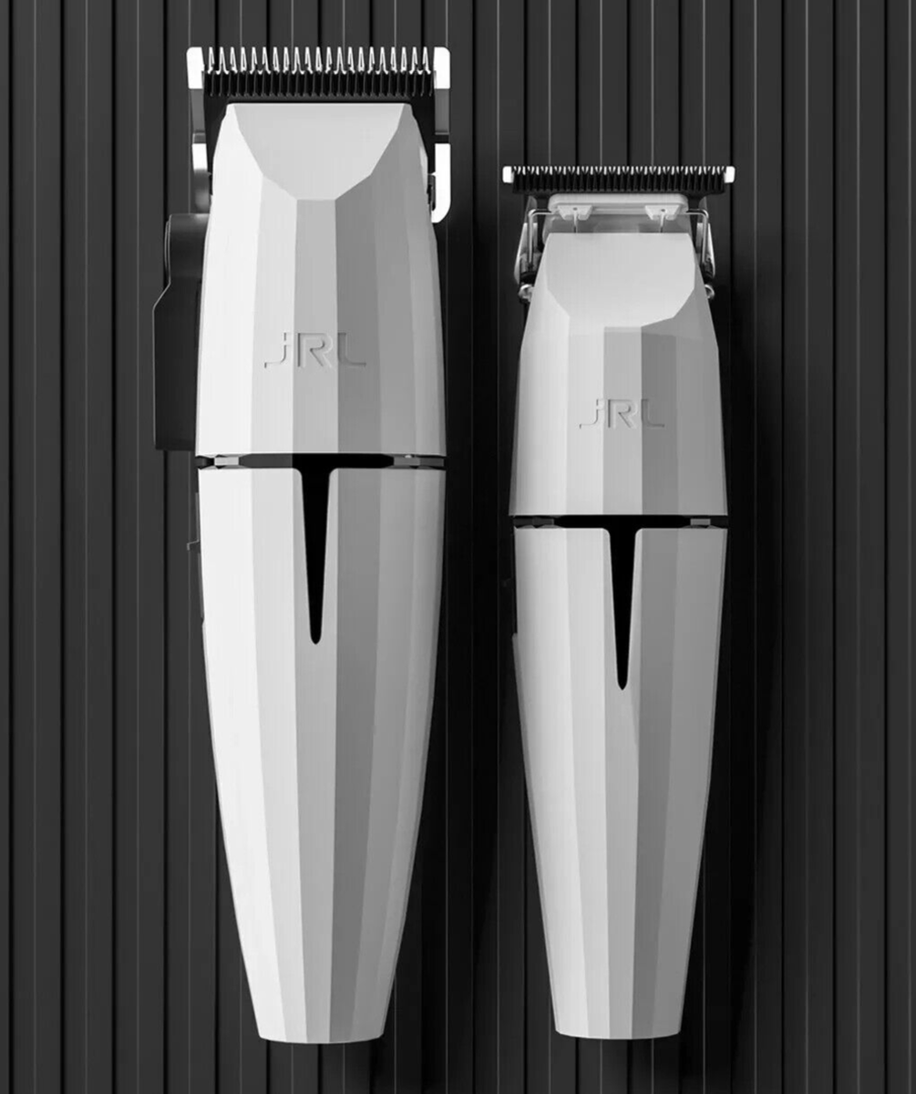 JRL White Ghost Hair Clipper & Trimmer SET - Onyx with Docks