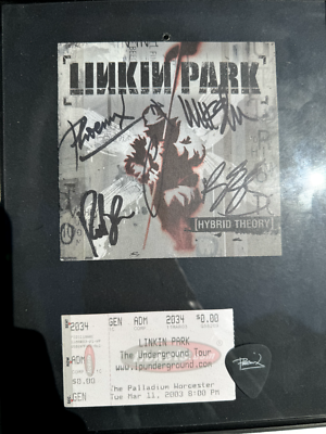 RARE Linkin Park - Signed Hybrid Theory CD Cover w/ Concert Ticket