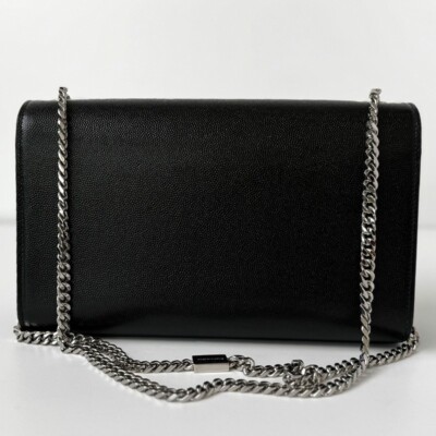 YSL Saint Laurent Sunset Black Silver Medium Chain Bag 442906