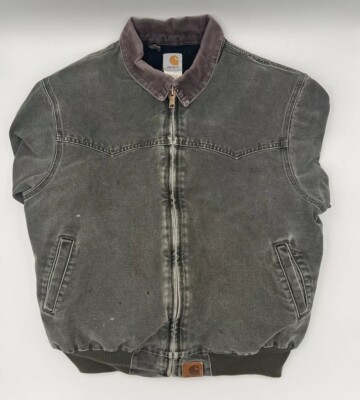 Vintage Carhartt J14 MOS Green Santa Fe Canvas Quilt Lined Jacket