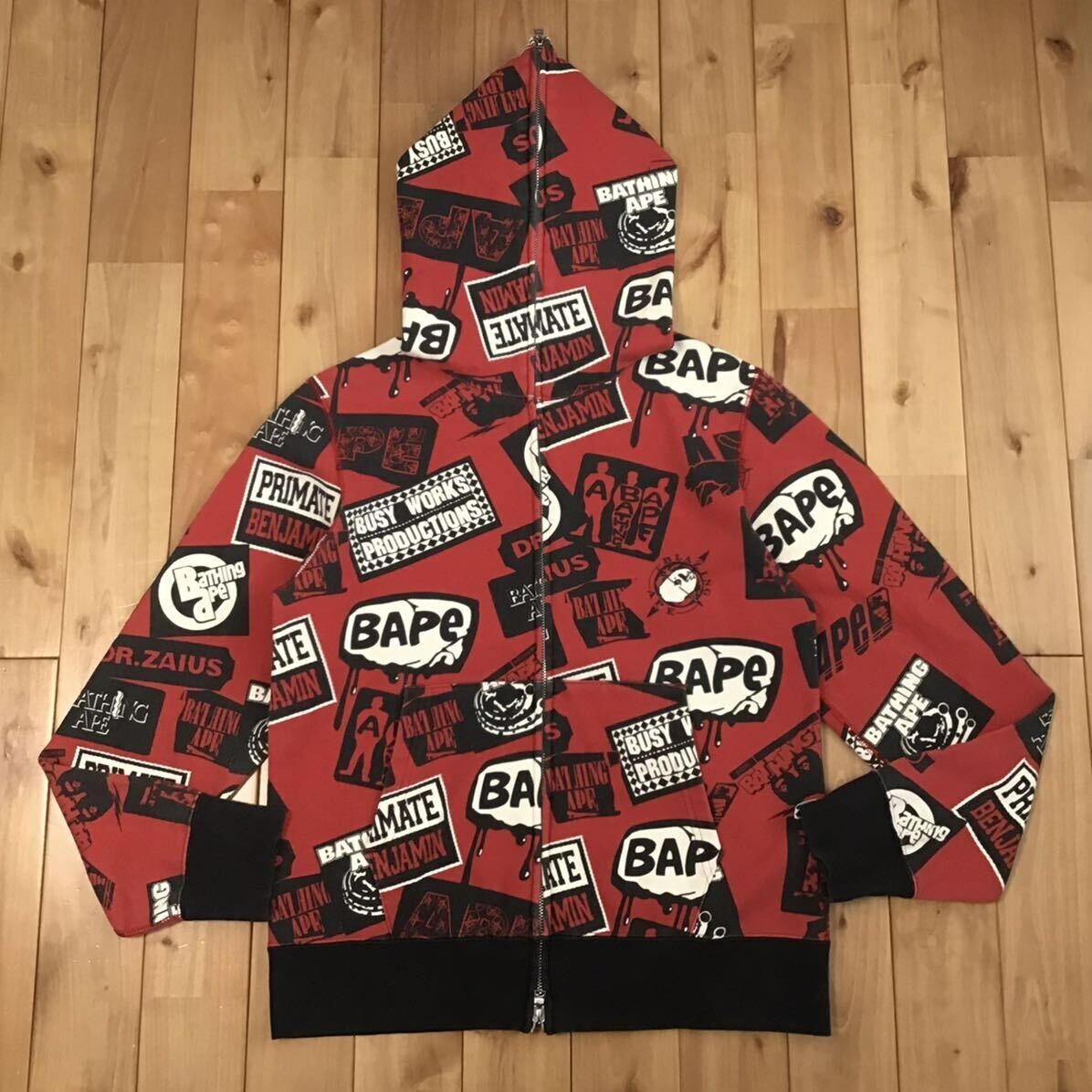 BAPE Mix logo full zip hoodie a bathing ape NIGO Red Size M | eBay
