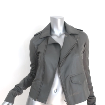 Rick Owens Stooges Leather Biker Jacket Euca Gray Size 40 Moto