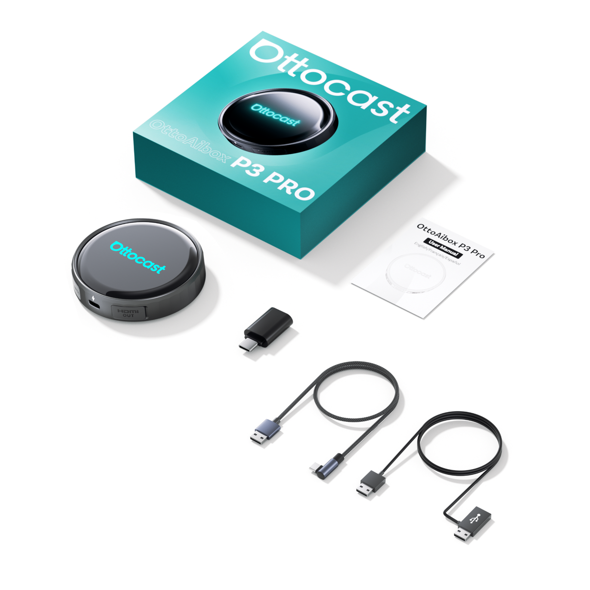 OTTOCAST P3 Pro CarPlay AI Box Android Adapter Wireless Android