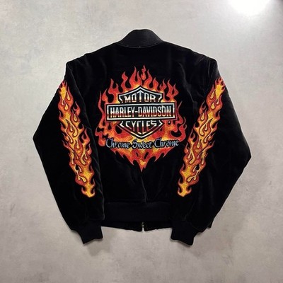 vintage Harley Davidson Chrome Sweet Chrome Jacket flames sleeve