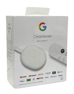 Chromecast Google TV 4K Streaming Device Voice Remote Snow DAMAGED