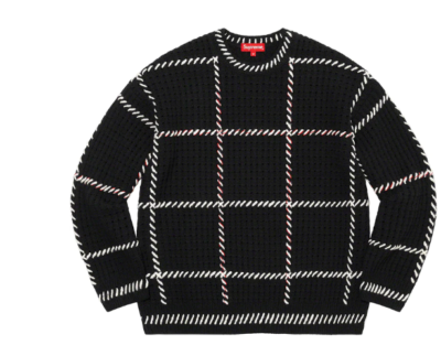 Supreme Quilt Stitch Sweater Black Size Large Wool Blend Pullover