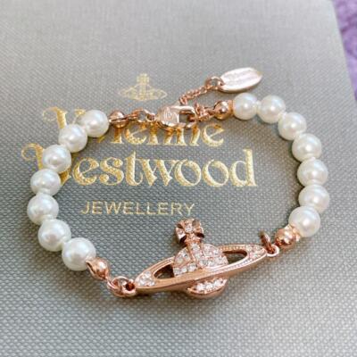 Vivienne Westwood Bracelet Bas relief pearl Pink Gold NO BOX