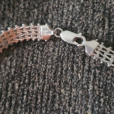 Vintage Sterling Silver 925 Milor Italy Flat Herringbone V Chain