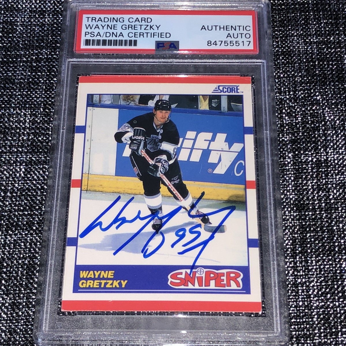 WAYNE GRETZKY SIGNED 1990 SCORE SNIPER NHL #336 CARD LOS ANGELES