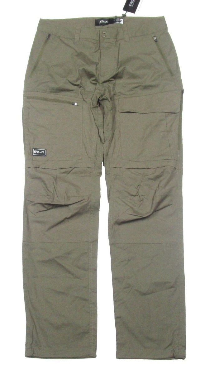 RLX Ralph Lauren Men's Olive Green Ripstop Cotton Blend Cargo