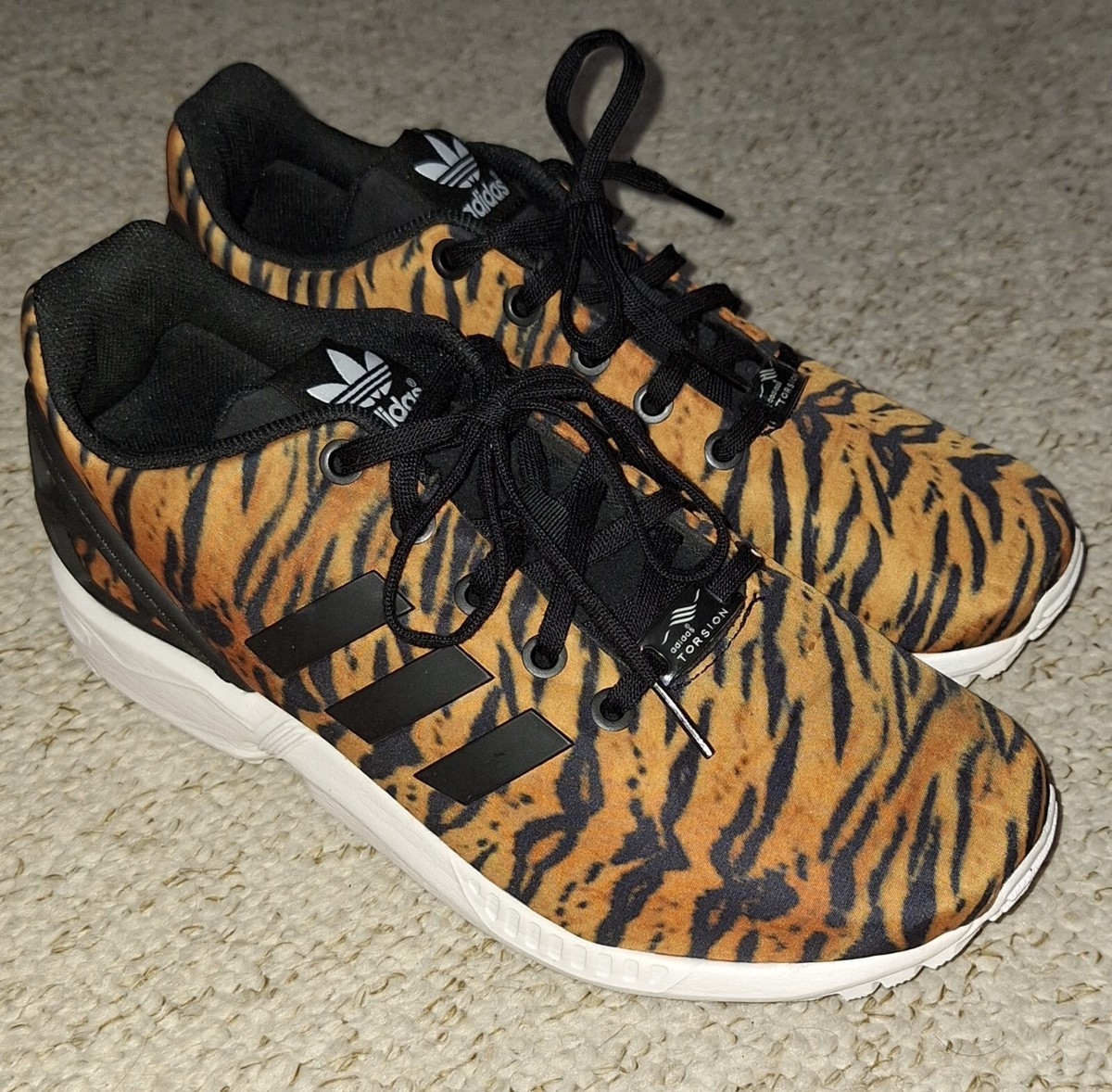 Adidas ZX Flux Torsion Tiger Leopard Print Black Used Trainers