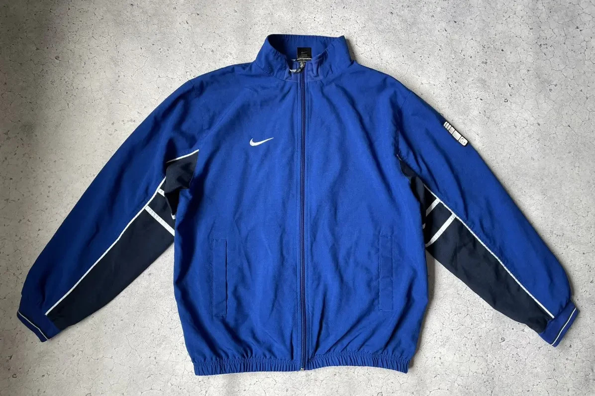 Nike Vintage Nylon Full Zip Jacket Swoosh Drill Y2K Blue | eBay
