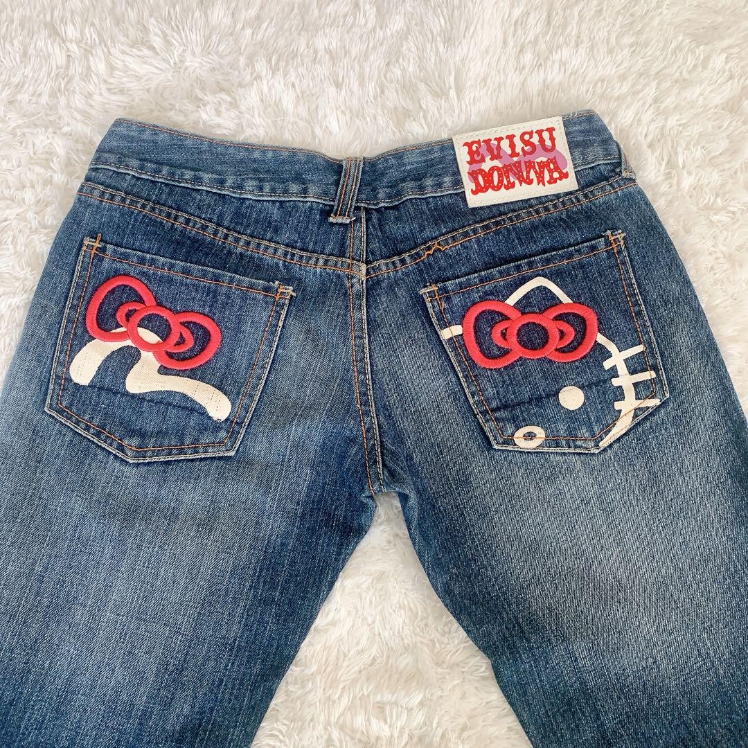 EVISU x Hello Kitty Denim Jeans Rare Collab Sanrio Limited Japan