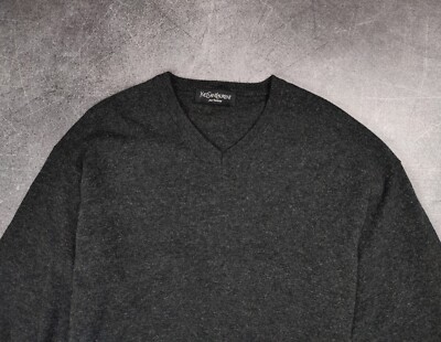 YSL Yves Saint Laurent Pour Homme Men's V Neck Wool Sweater Jumper