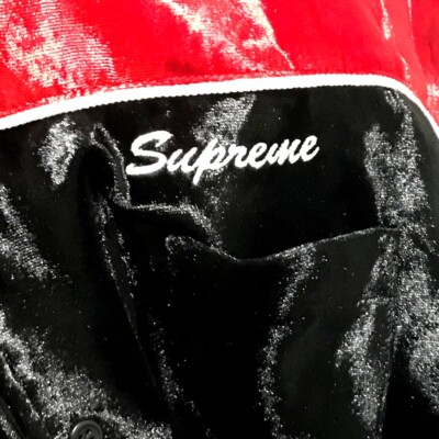 UNUSED SUPREME 18AW Velvet Swirl Work Shirt Long sleeve Red x