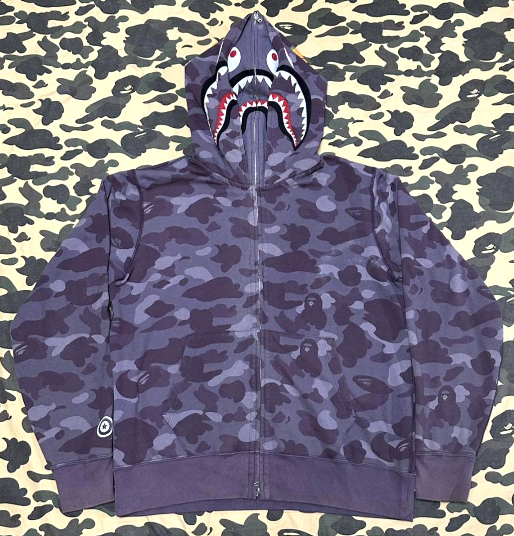 A Bathing Ape BAPE Double Shark Full Zip Hoodie Size XL Used from