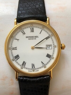 Raymond Weil Geneve 18K Gold Electroplated Quartz Pattern White