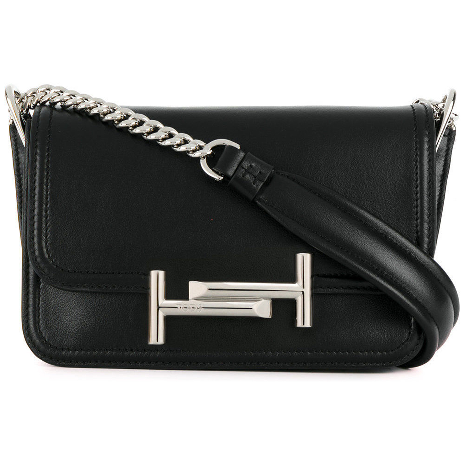 Tod's Mini Double T Shoulder Bag Black Ladies Handbag XBWAMUB0101