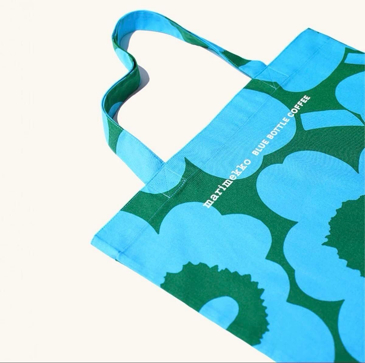 Marimekko × Blue Bottle Coffee Unikko Tote Bag Cotton Blue Green