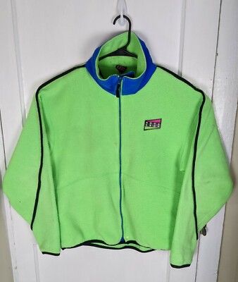 Vintage 90's Nike Aqua Gear Fleece Jacket Neon Men L USA Made Zip