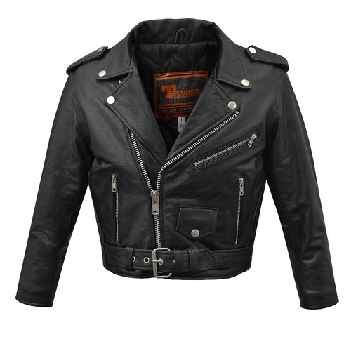 GAP Kids S Black Genuine Leather Jacket Zip Front Lined Coat VTG