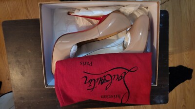 CHRISTIAN LOUBOUTIN LADY PEEP 150 PATENT CALF PK20 NUDE 6248 SIZE