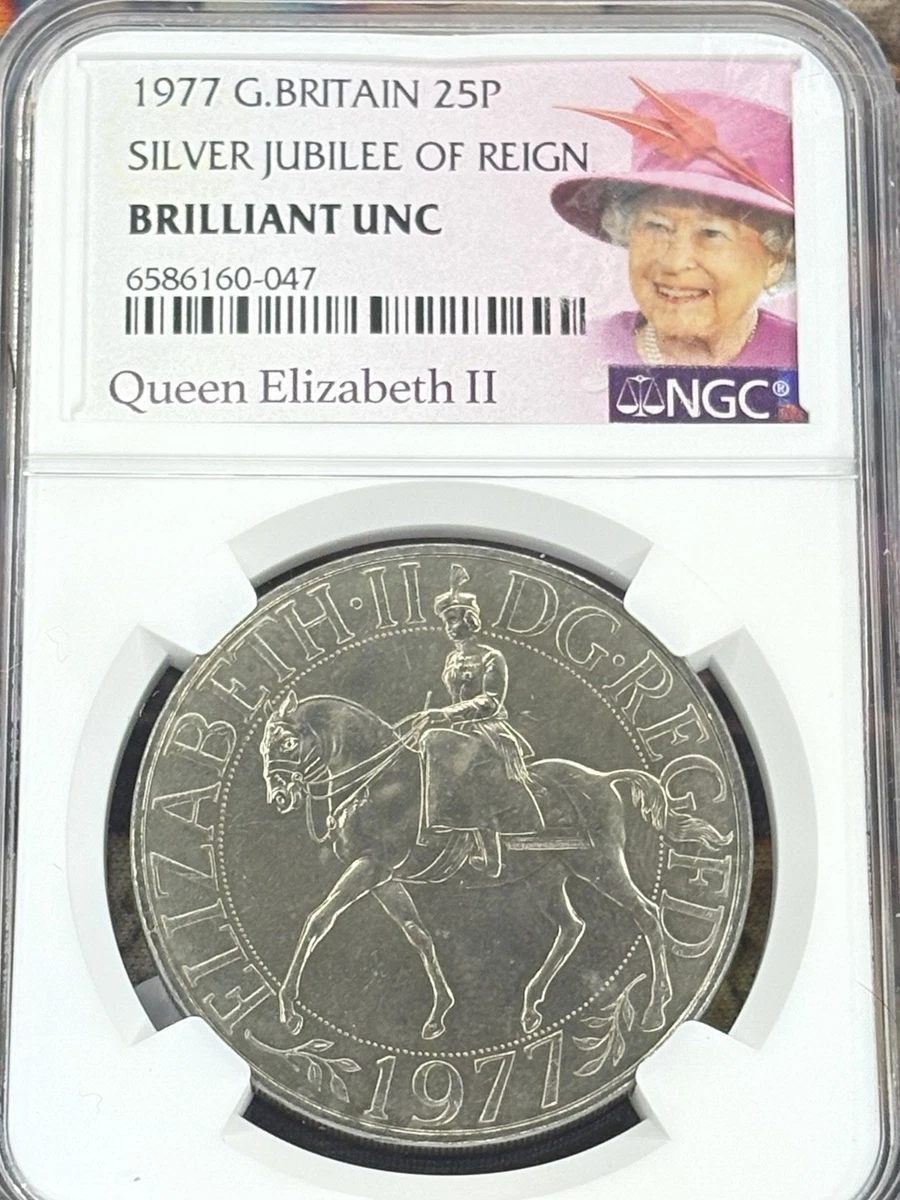 Queen Elizabeth II: 1977 Great Britain 25 P (“Silver Jubilee Crown