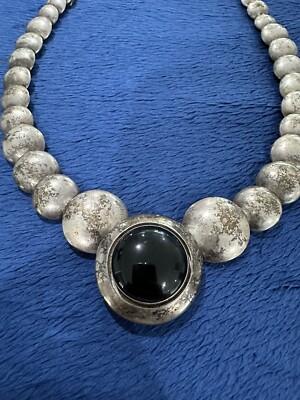 Vtg Sterling Silver 925 Navajo Mark Jimenez Black Onyx Reversible