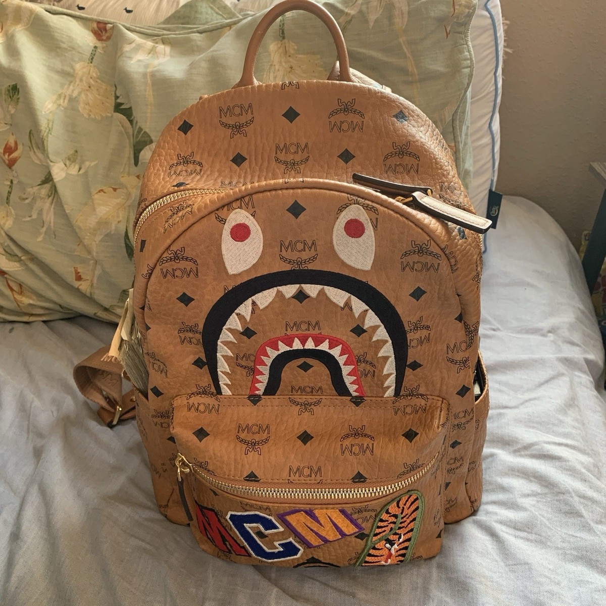MCM X BAPE SHARK STARK BACKPACK | eBay