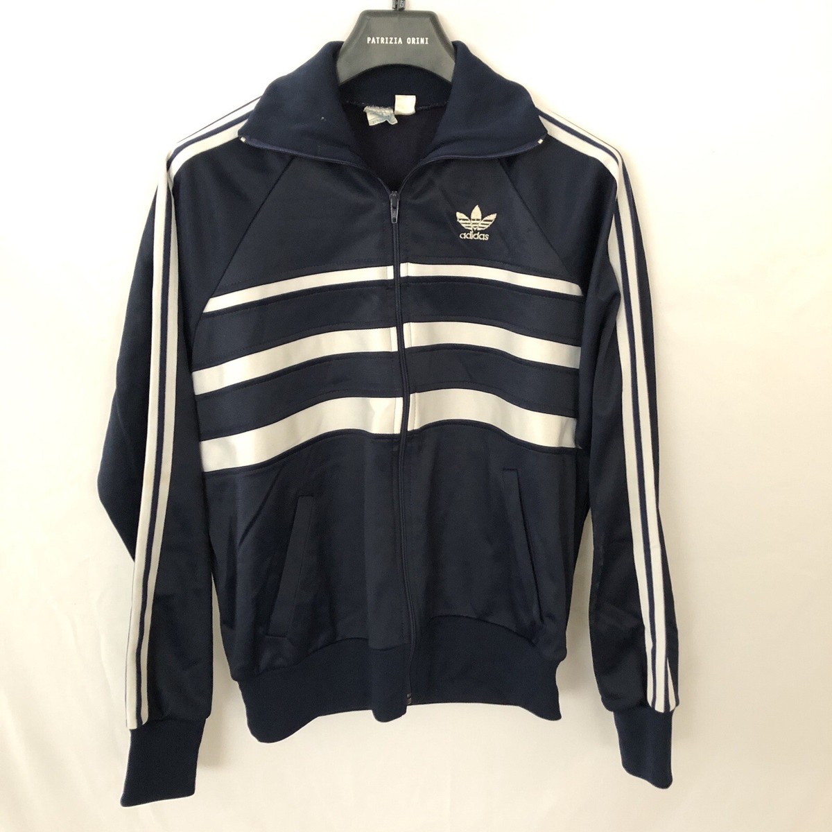 Rare 1970s-1980s Adidas Zip Up Track Jacket 3 Stripes Navy Made in