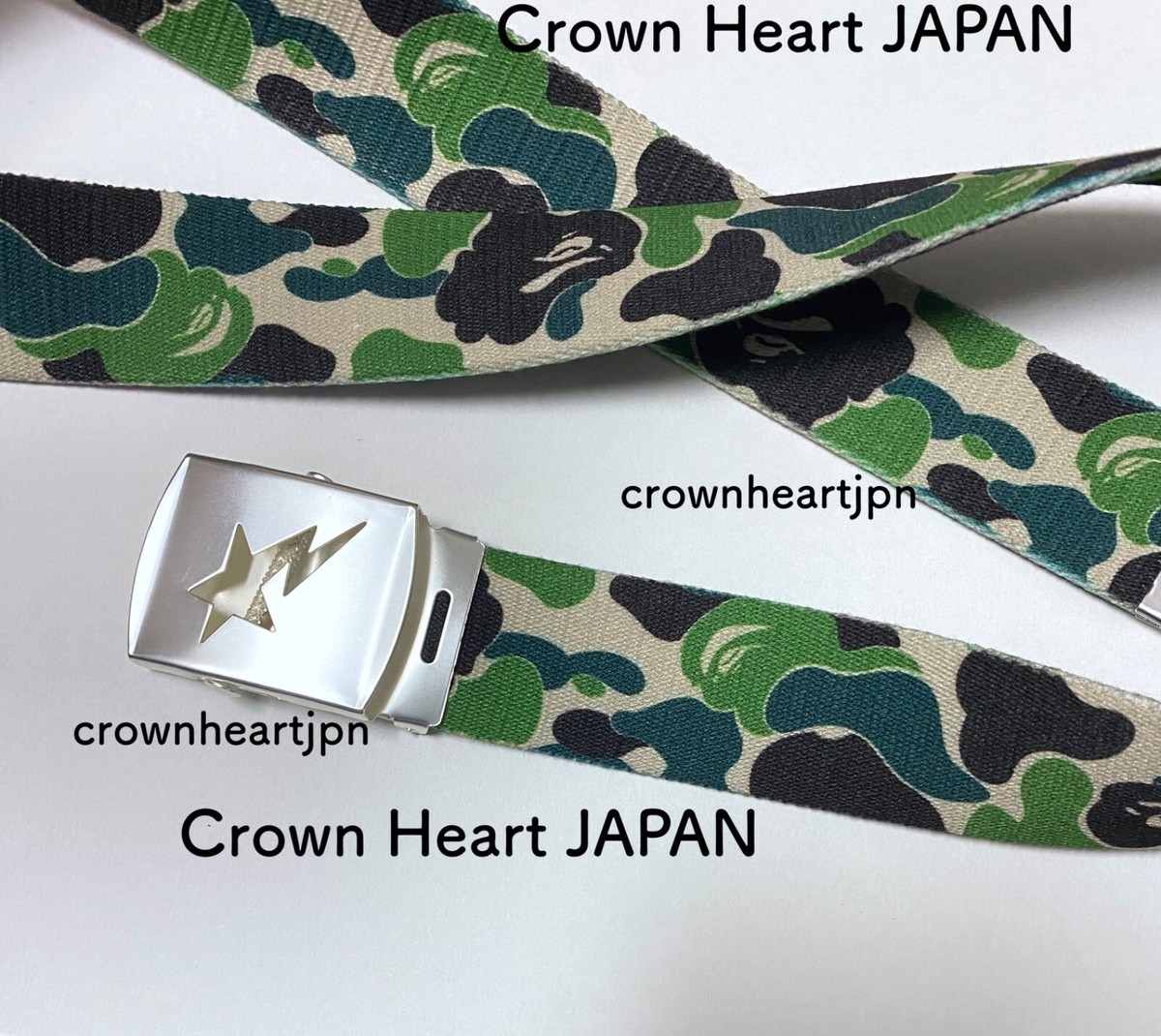 New A BATHING APE BAPE Green ABC CAMO STA GI BELT Metal Buckle