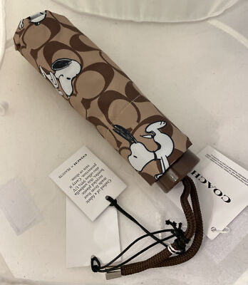 NWT Coach X Peanuts UV Protection Mini Umbrella Signature Snoopy