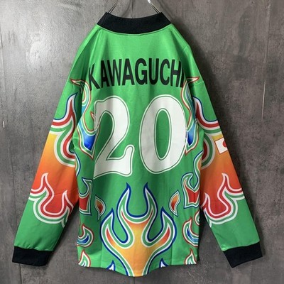 Japan 1998 GK Flame Jersey Adidas Kawaguchi #20 Green World Cup